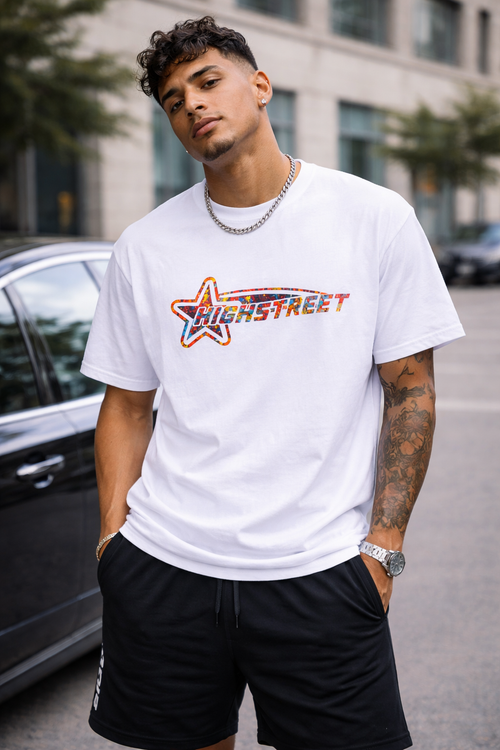 FINAL SALE HIGH STREET T-SHIRT (WHITE/MULTI)