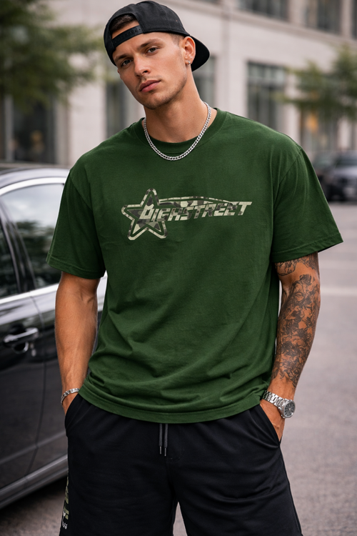 FINAL SALE HIGH STREET T-SHIRT (GREEN/CAMO)