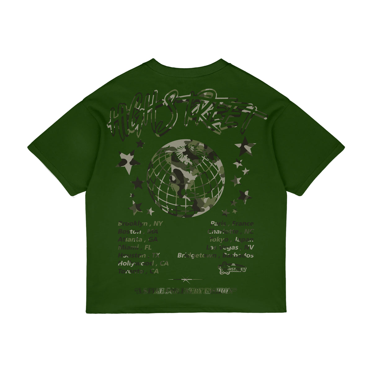FINAL SALE HIGH STREET T-SHIRT (GREEN/CAMO)