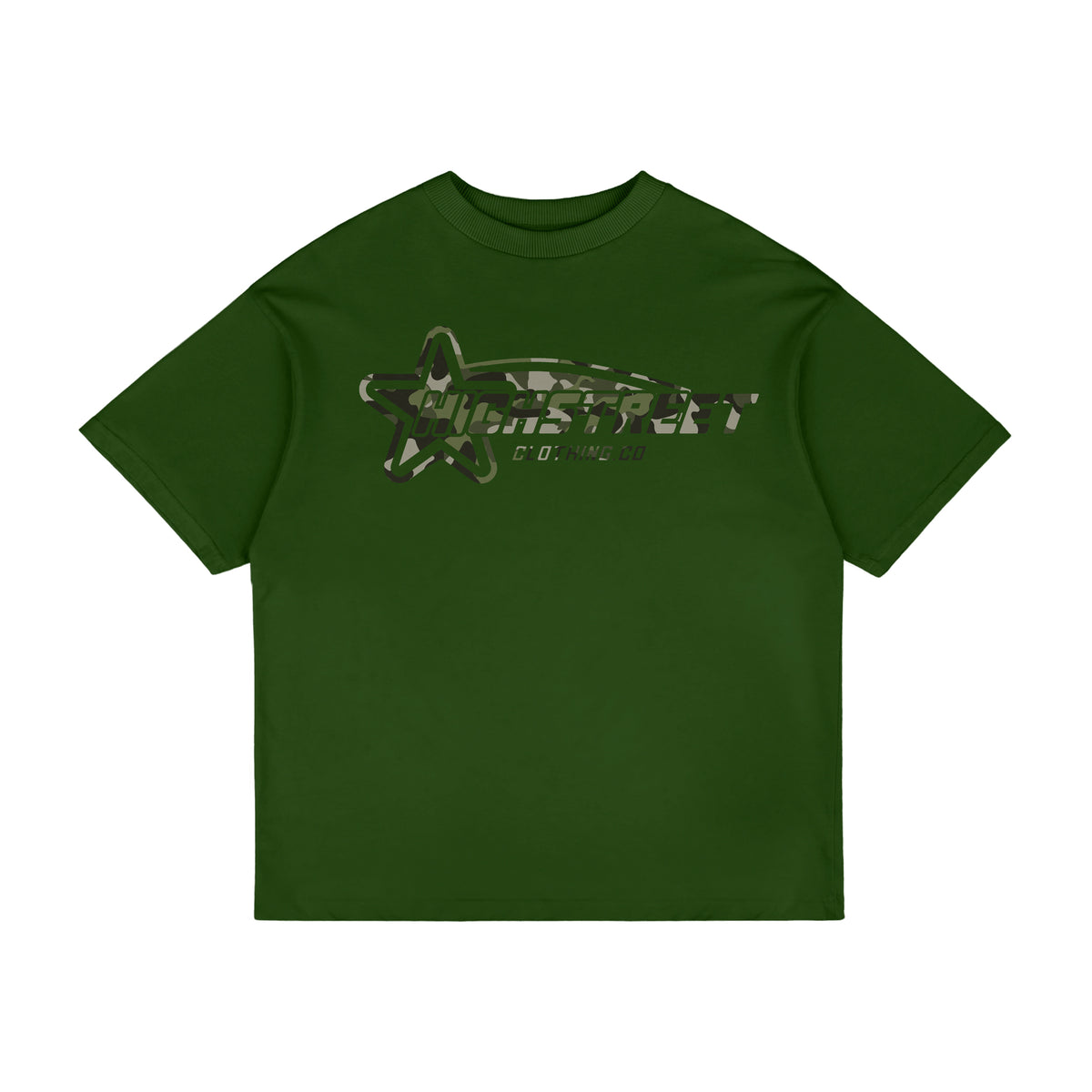 FINAL SALE HIGH STREET T-SHIRT (GREEN/CAMO)