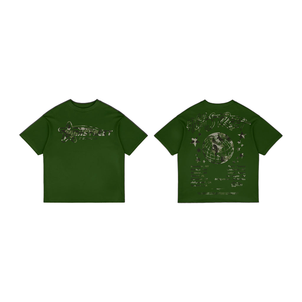 FINAL SALE HIGH STREET T-SHIRT (GREEN/CAMO)