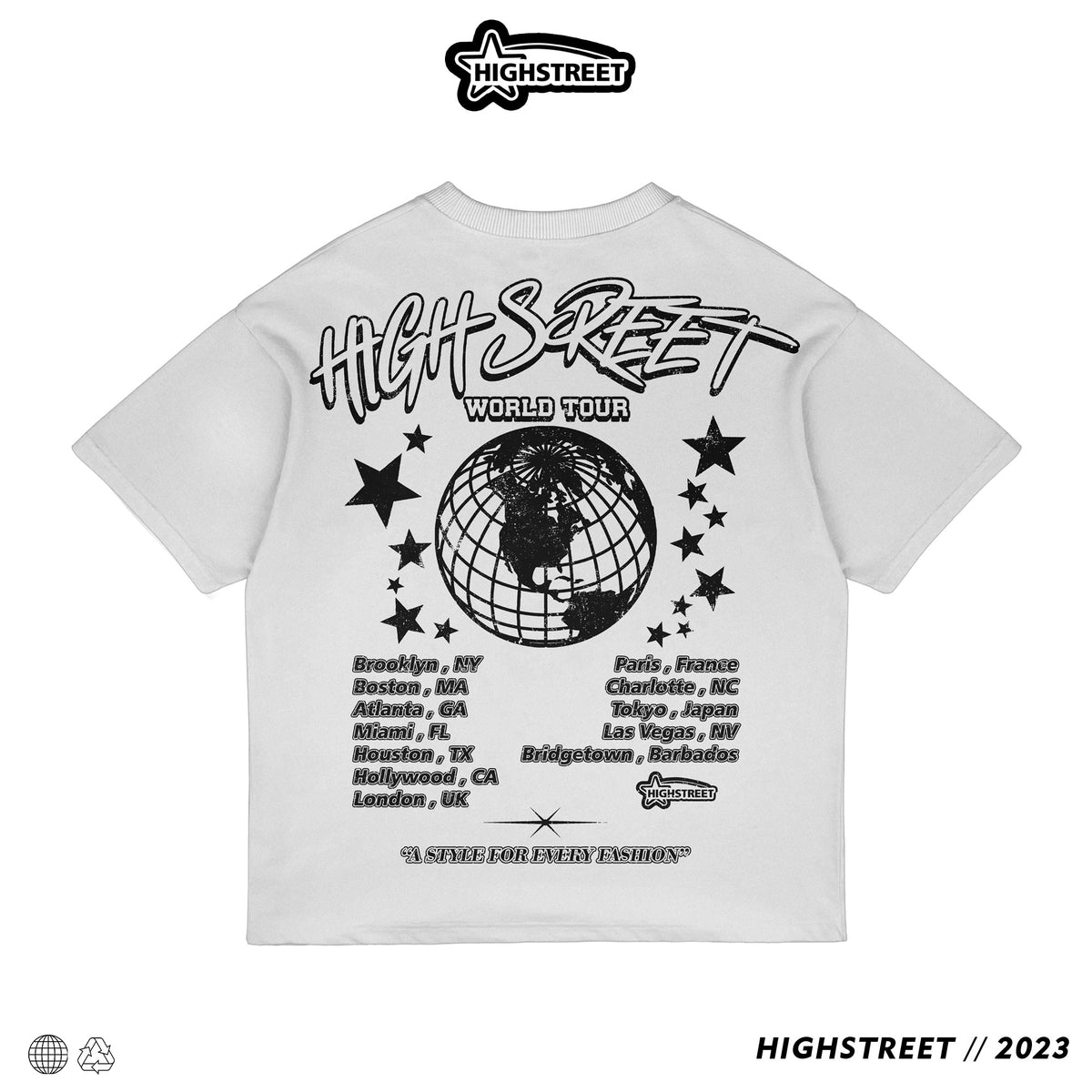 HIGH STREET WORLD TOUR T-SHIRT (BLACK/WHITE)