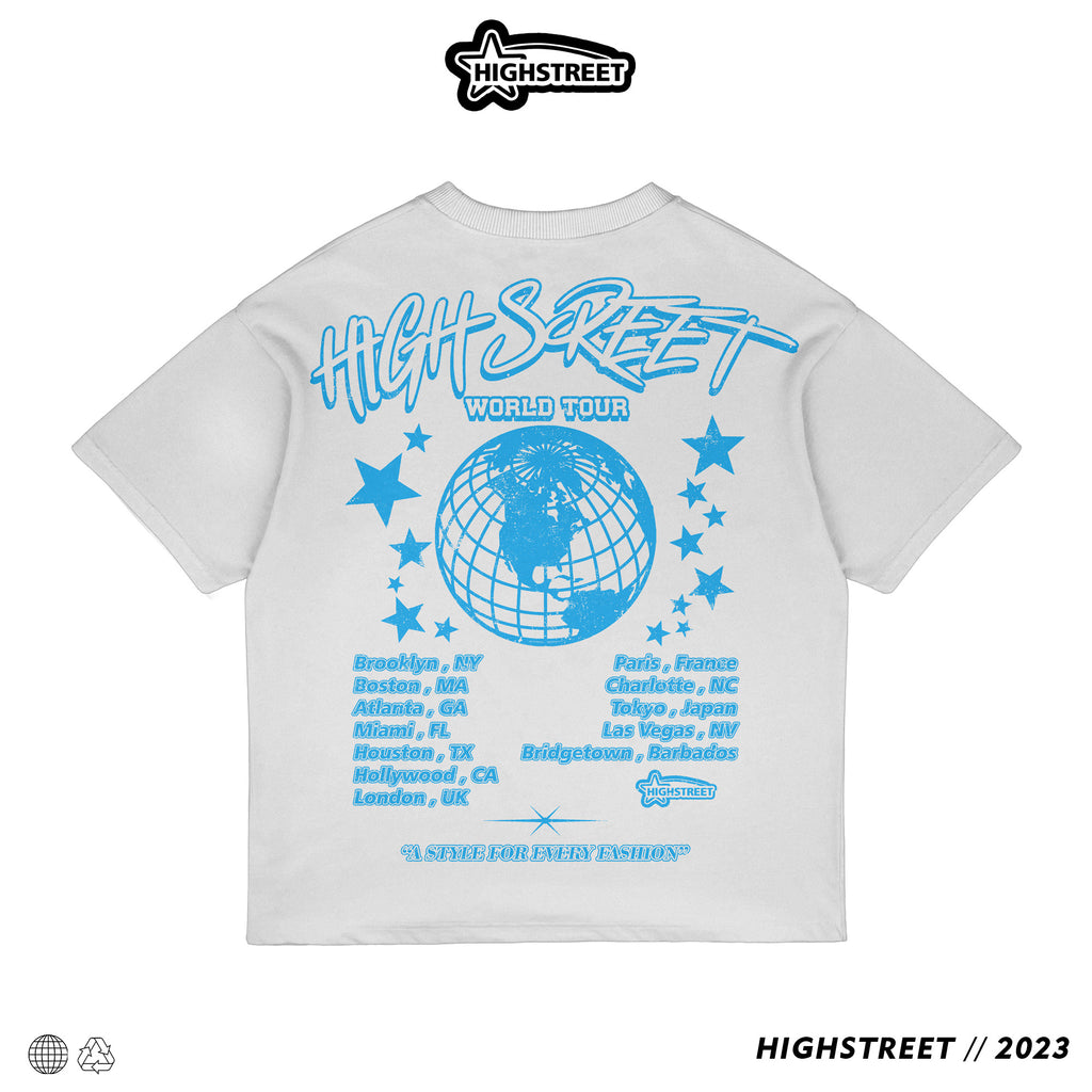 HIGH STREET WORLD TOUR T-SHIRT (BLUE/WHITE)