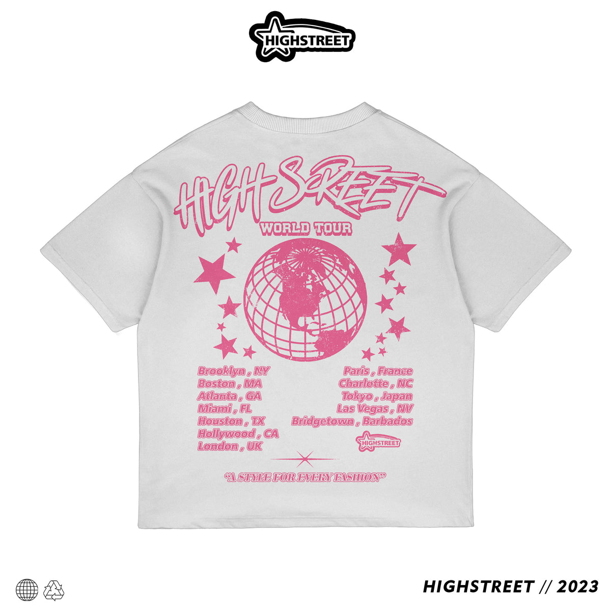 HIGH STREET WORLD TOUR T-SHIRT (PINK/WHITE)