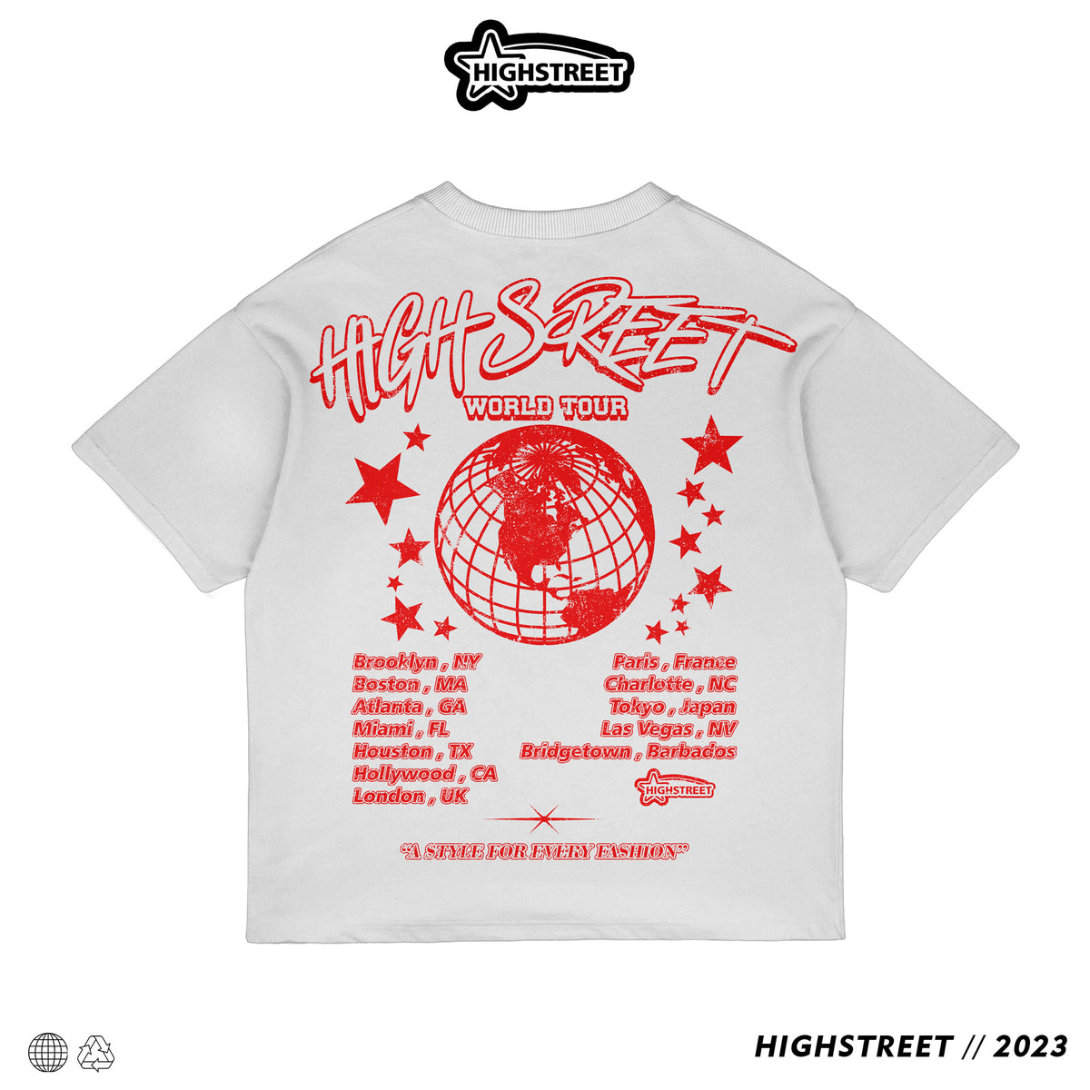 HIGH STREET WORLD TOUR T-SHIRT (RED/WHITE)