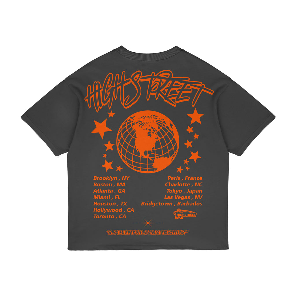 FINAL SALE HIGH STREET T-SHIRT (GREY/ORANGE)