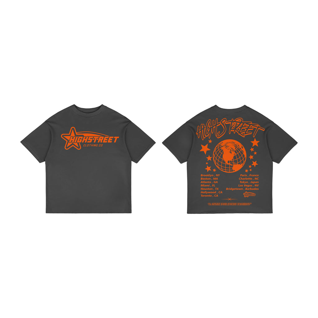 FINAL SALE HIGH STREET T-SHIRT (GREY/ORANGE)