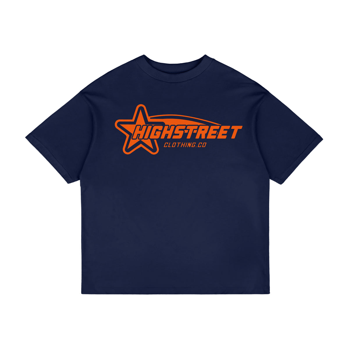 FINAL SALE HIGH STREET T-SHIRT (NAVY/ORANGE)