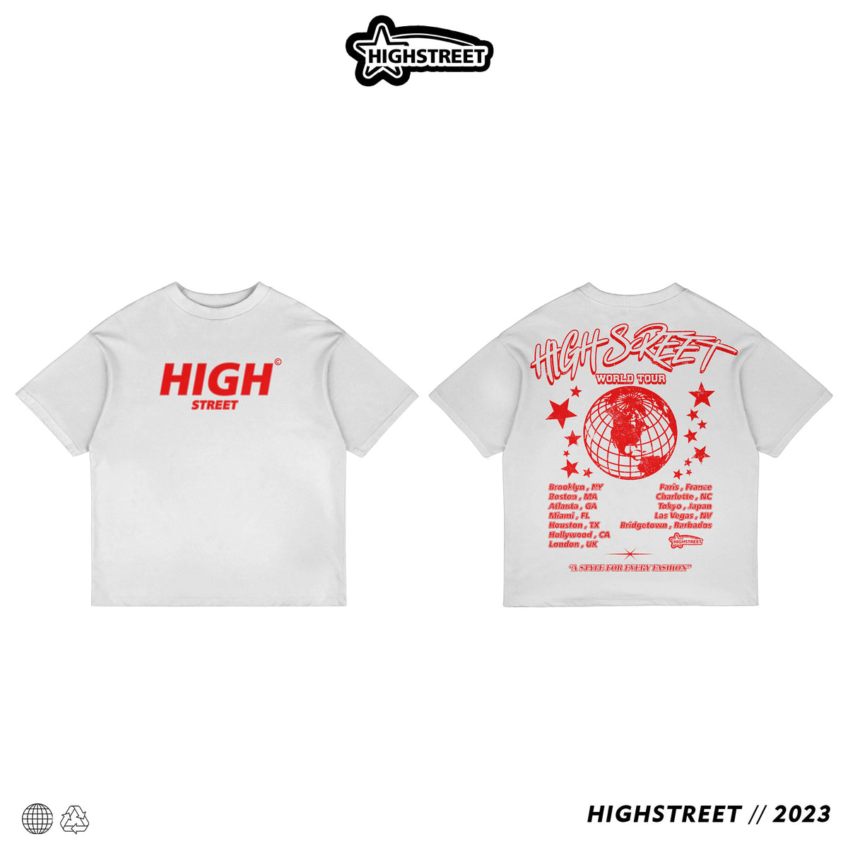 HIGH STREET WORLD TOUR T-SHIRT (RED/WHITE)