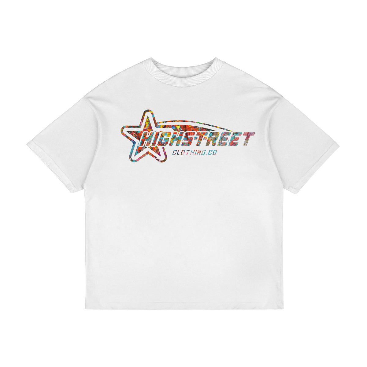 FINAL SALE HIGH STREET T-SHIRT (WHITE/MULTI)
