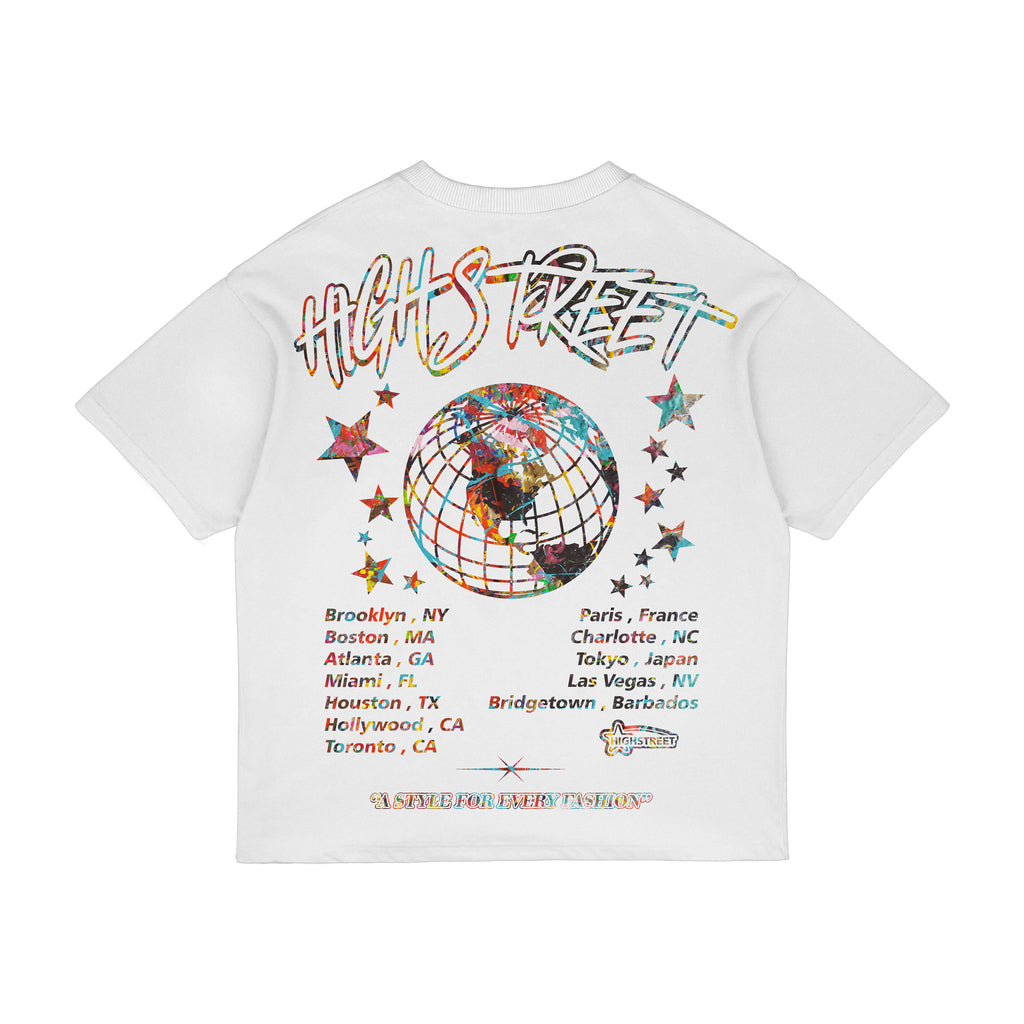 FINAL SALE HIGH STREET T-SHIRT (WHITE/MULTI)