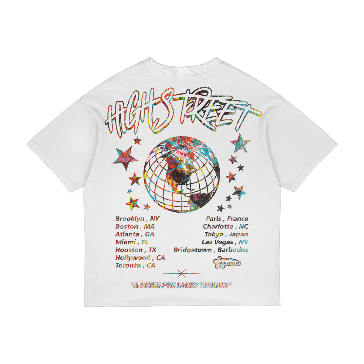 FINAL SALE HIGH STREET T-SHIRT (WHITE/MULTI)