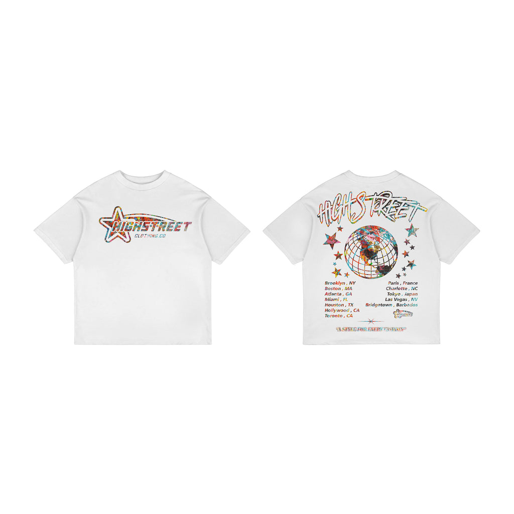 FINAL SALE HIGH STREET T-SHIRT (WHITE/MULTI)